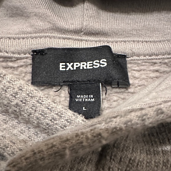 Express Mens Long Sleeve Textured Hoodie Pullover Sweatshirt Light Gray Size L - Picture 6 of 8
